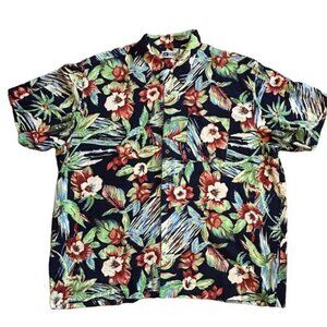 Untied vintage  men’s Hawaiian multicolored floral 100% silk button down shirt